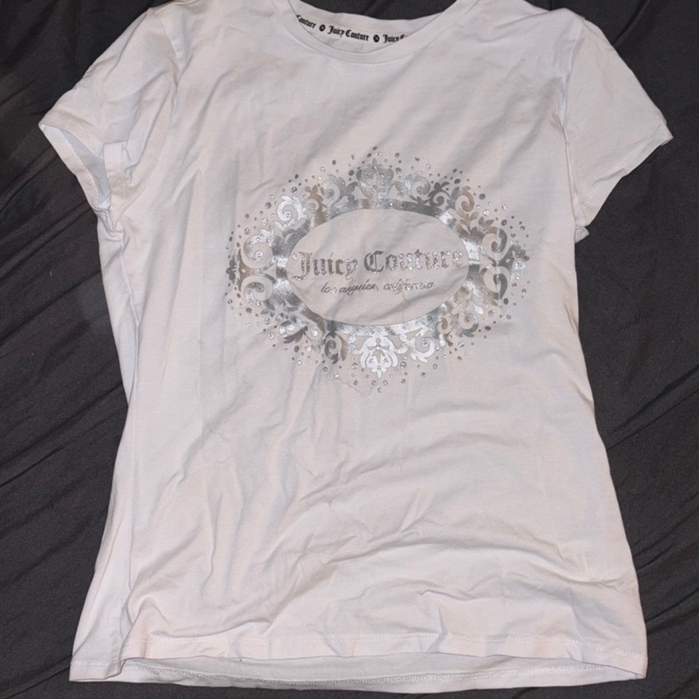 Juicy Couture White Short-Sleeve Tee with Silver Logo